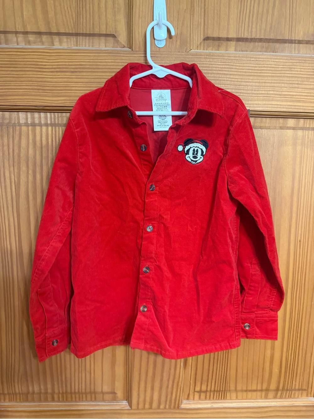 Mickey Disney Embroidered Red Kids Shacket Shirt 5/6